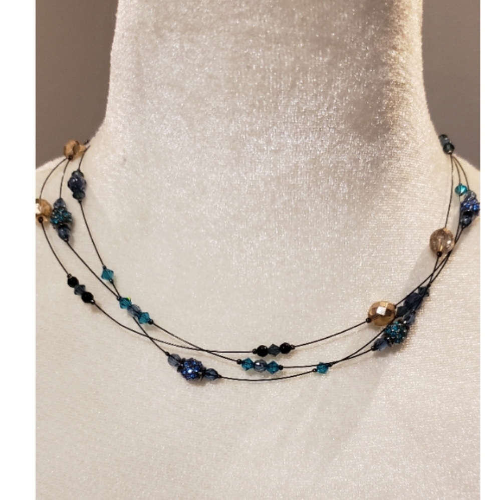 Blue and Bronze Adjustable Necklace